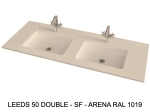 Plan vasque lavabo sur mesure : L 120 à 201 x P 40 à 51 cm, finition lisse mate, 10 couleurs au choix, Anti bactérien, résine Akrytan® teinté dans la masse, Livraison Offerte.
